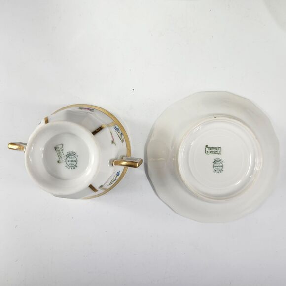 1890s George Demartine Limoges Double Handled Tea Cup & Demitasse Avenir France - Picture 6 of 10